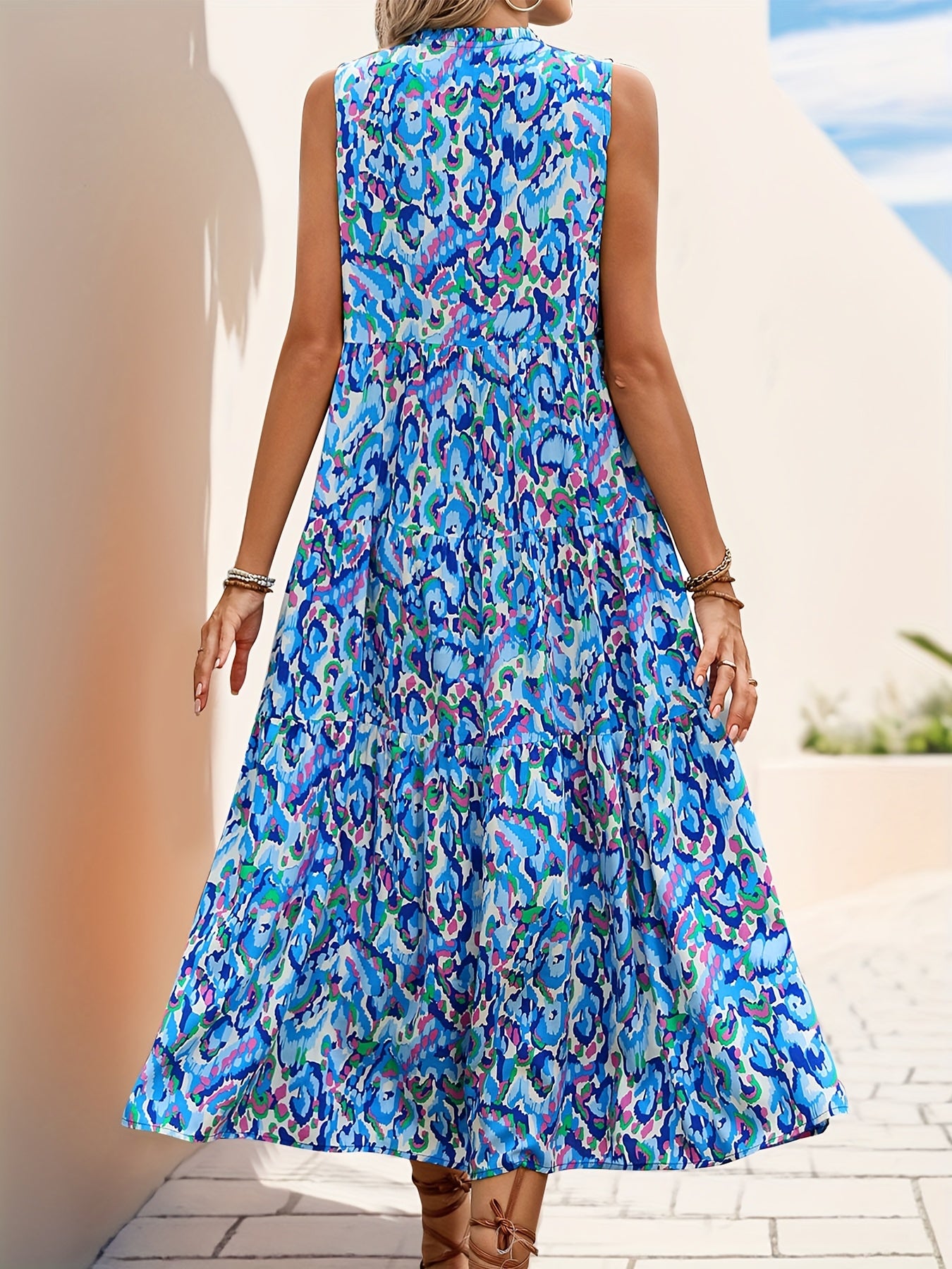 SAIDE™ | S1 SLEEVELESS BOHEMIAN TASSEL DRESS WITH TIE-DYE PRINT