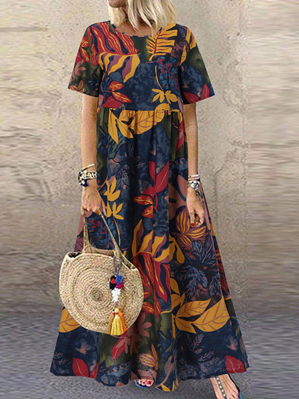 SAIDE™ | S2 PLUS SIZE FLORAL MAXI DRESS - ELEGANT A-LINE VACATION DRESS