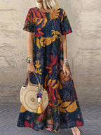 SAIDE™ | S2 PLUS SIZE FLORAL MAXI DRESS - ELEGANT A-LINE VACATION DRESS