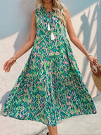 SAIDE™ | S1 SLEEVELESS BOHEMIAN TASSEL DRESS WITH TIE-DYE PRINT