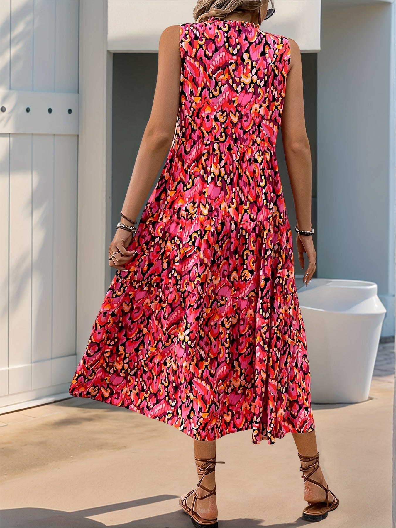 SAIDE™ | S1 SLEEVELESS BOHEMIAN TASSEL DRESS WITH TIE-DYE PRINT