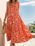 SAIDE™ | S1 SLEEVELESS BOHEMIAN TASSEL DRESS WITH TIE-DYE PRINT