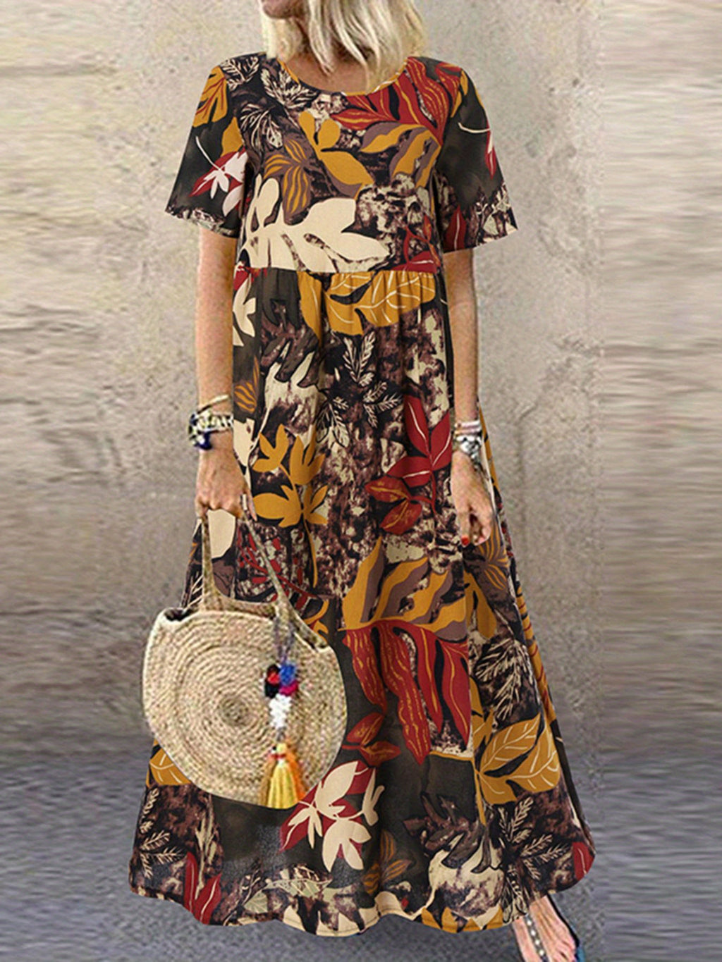 SAIDE™ | S2 PLUS SIZE FLORAL MAXI DRESS - ELEGANT A-LINE VACATION DRESS