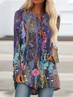 SAIDE™ | S196 TOP - BOHO PRINT LONG SLEEVE TOP