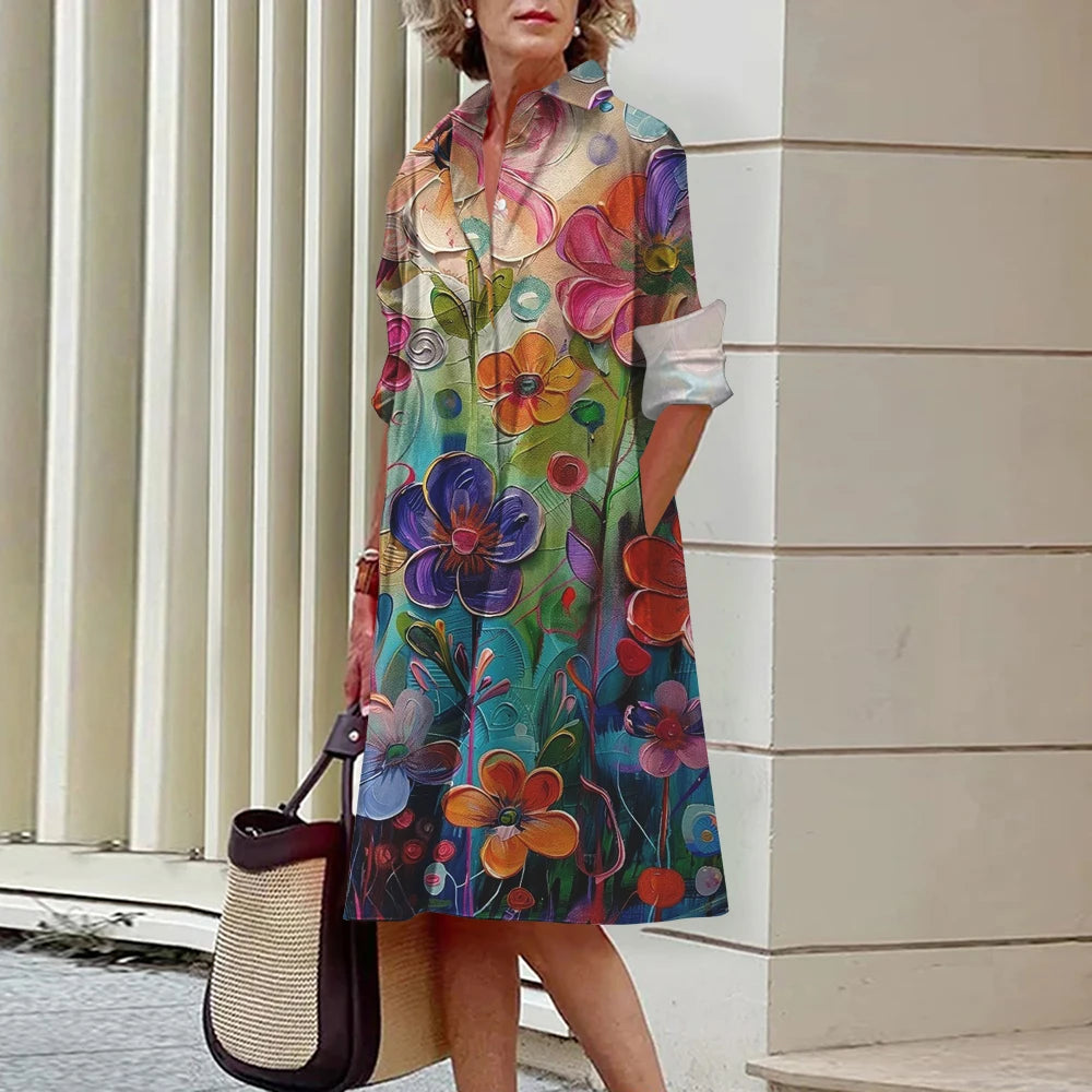 SAIDE™ | S143 DRESS - ASQ LONG SLEEVE SHIRT DRESS
