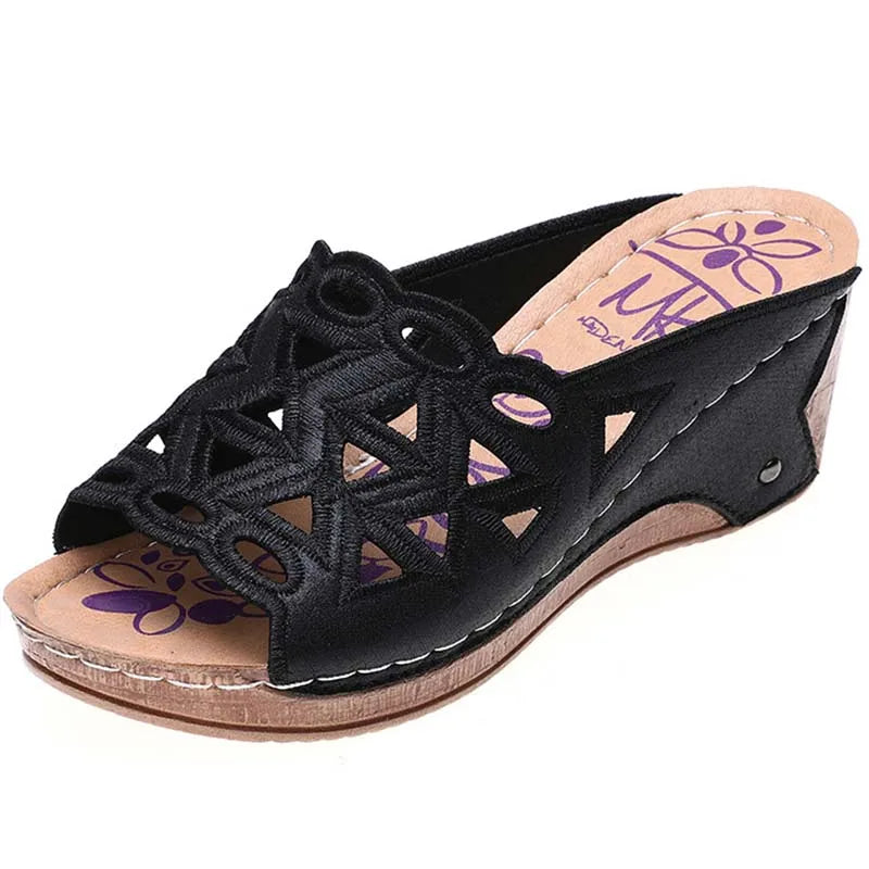 SAIDE™ | S132 SANDALS - HOLLOW OUT WEDGE SLIP-ON SANDALS