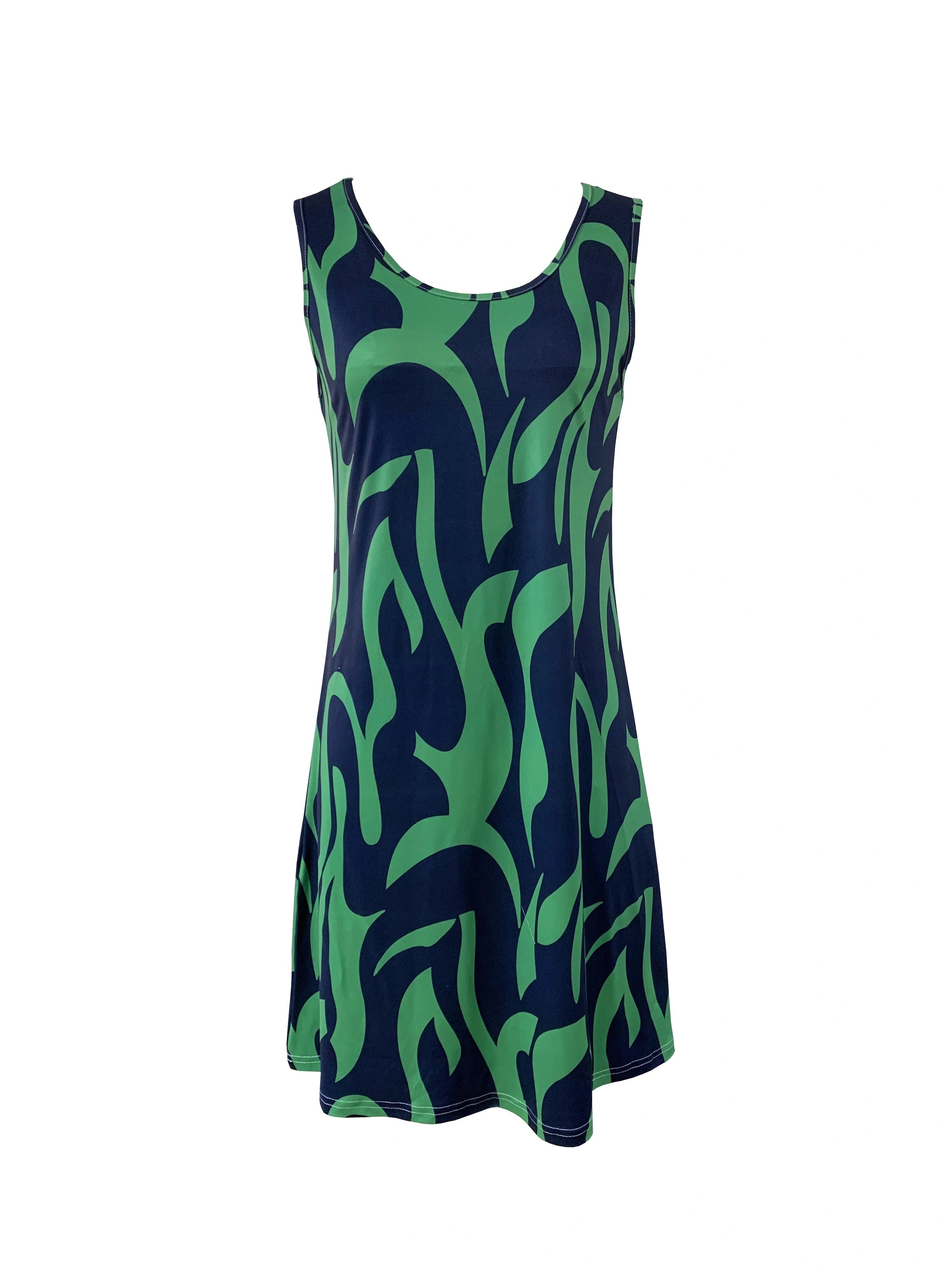 SAIDE™ | S65 DRESS - SUMMER ABSTRACT PRINT SLEEVELESS VACATION DRESS