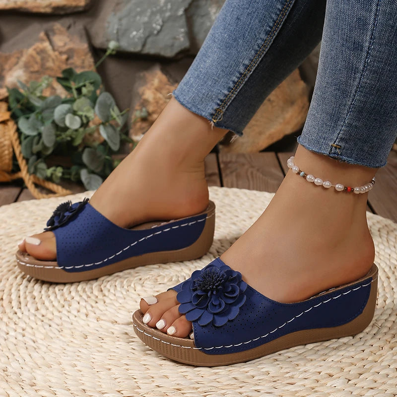 SAIDE™ | S133 SANDALS - RETRO FLOWER WEDGE PLATFORM SLIPPERS