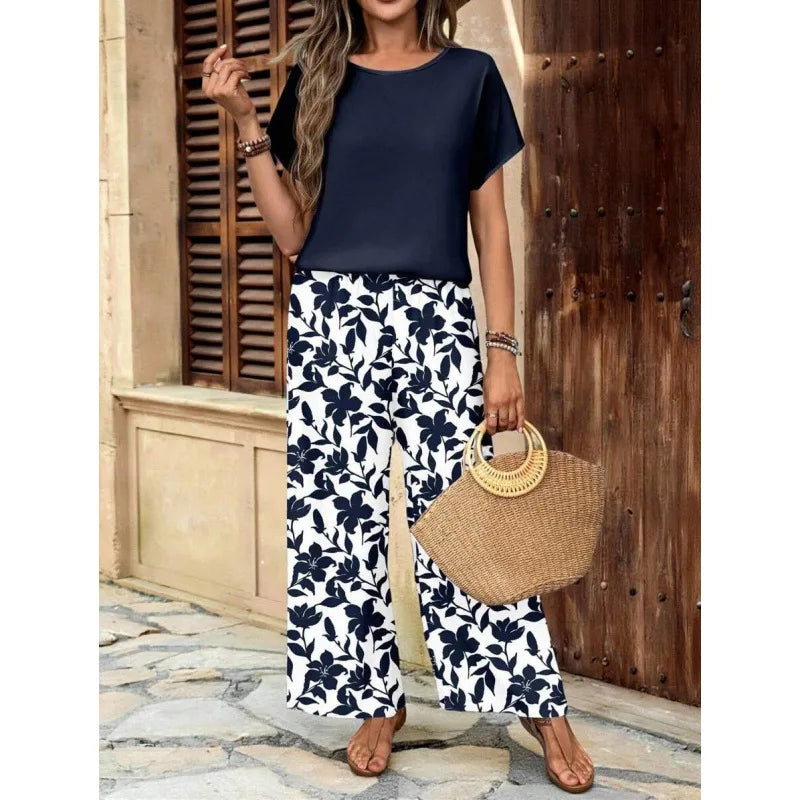 SAIDE™ | S37 TWO PIECE SET - CASUAL PRINT KNITTED TOP AND PANTS SET