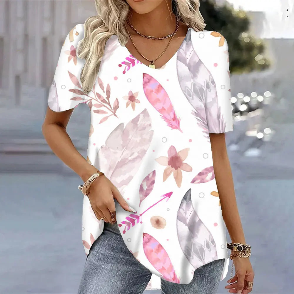 SAIDE™ | S130 TEE - 3D BUTTERFLY PRINT V-NECK T-SHIRT