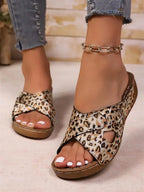 SAIDE™ | S11 SANDALS - LEOPARD PRINT WEDGE SANDALS