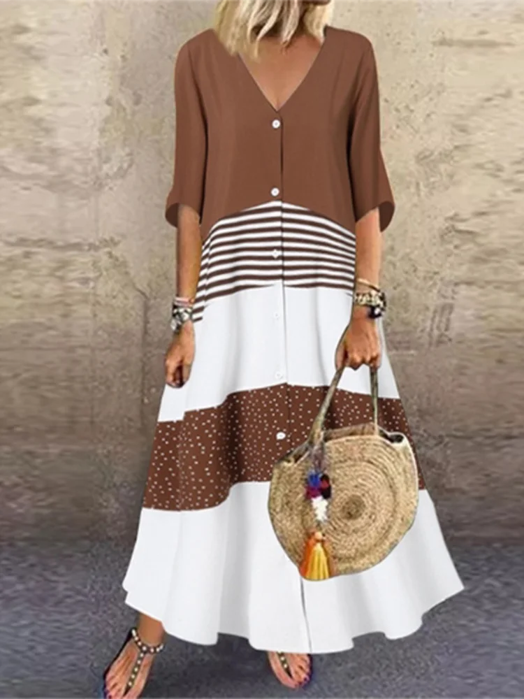 SAIDE™ | S99 DRESS - COLOR BLOCKED RETRO SUMMER MAXI DRESS