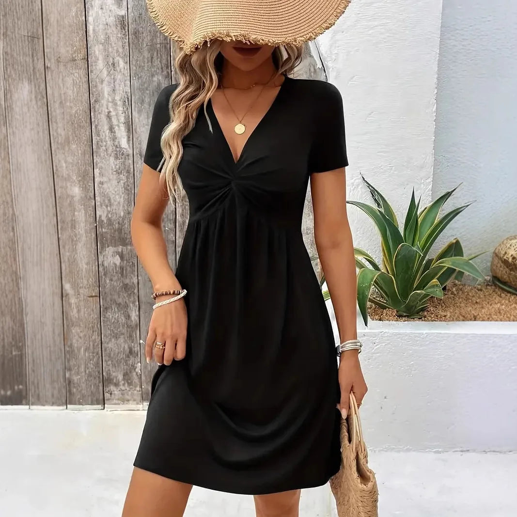 SAIDE™ | S7 DRESS - ELEGANT V-NECK A-LINE DRESS