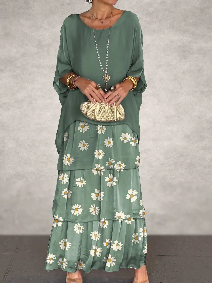 SAIDE™ | S72 DRESS - ELEGANT FLORAL PRINT CHIFFON BOHO LONG DRESS