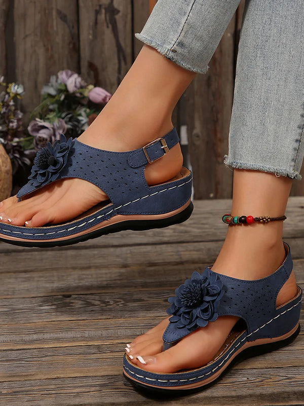 SAIDE™ | S46 SANDALS - SUMMER FLOWER DECORATION WEDGE SANDALS