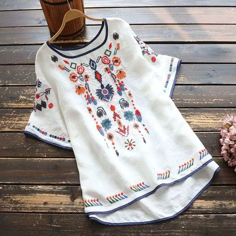 SAIDE™ | S122 SHIRT - EMBROIDERED COTTON CASUAL BLOUSE