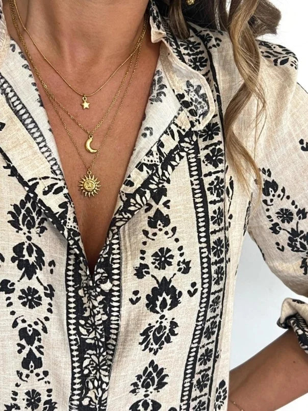 SAIDE™ | S202 TOP - PLUS SIZE FRENCH FLORAL LONG SLEEVE BLOUSE