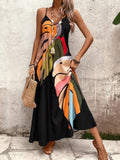 SAIDE™ | S68 DRESS - ELEGANT FLORAL PRINT SPAGHETTI STRAP MAXI DRESS
