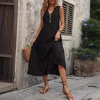 SAIDE™ | S87 DRESS - FASHION SLEEVELESS V-NECK SOLID MIDI DRESS