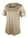 SAIDE™ | S107 TOP - ELEGANT KNITTED SQUARE NECK SHORT SLEEVE MESH TOP