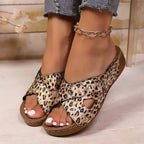 SAIDE™ | S11 SANDALS - LEOPARD PRINT WEDGE SANDALS
