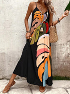 SAIDE™ | S68 DRESS - ELEGANT FLORAL PRINT SPAGHETTI STRAP MAXI DRESS
