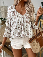 SAIDE™ | S13 SHIRT - LEOPARD PRINT V-NECK LONG SLEEVE SHIRT