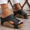 SAIDE™ | S131 SANDALS - WEDGE PLATFORM PEEP TOE SANDALS