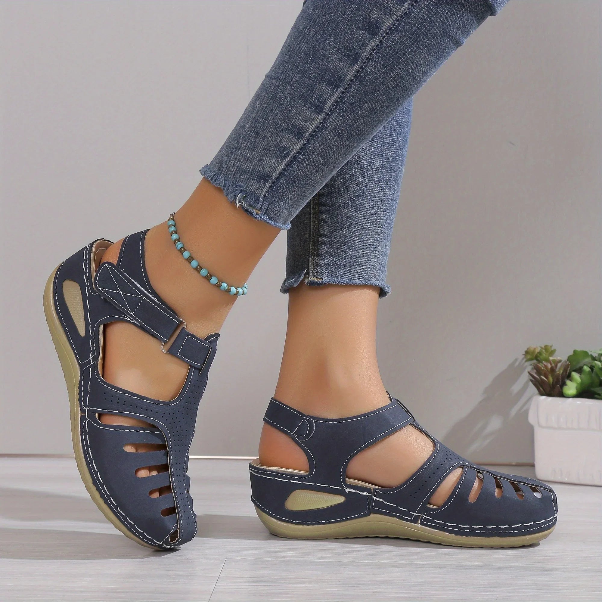 SAIDE™ | S33 SANDALS - STRAPPY BACK BUCKLE WEDGE SANDALS