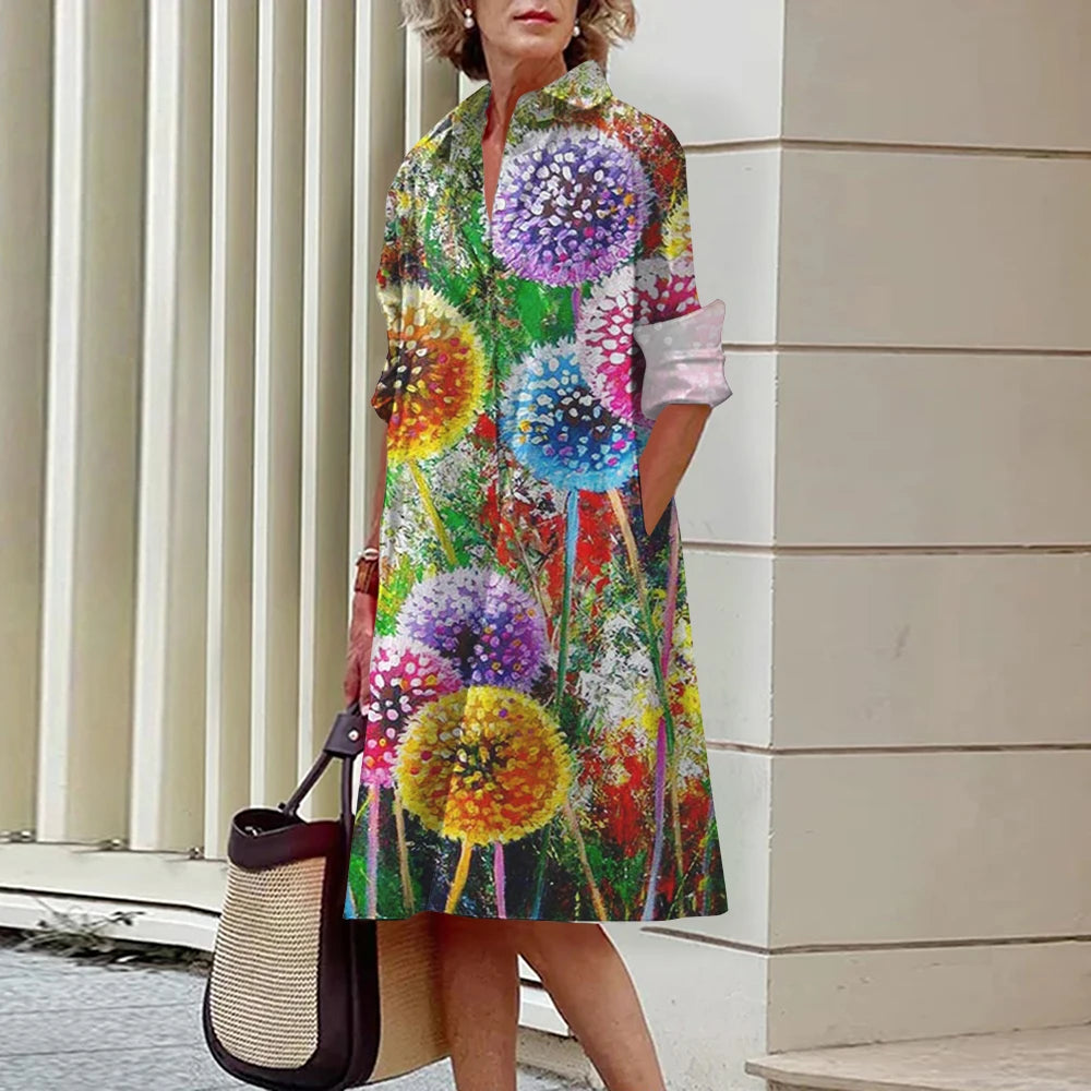 SAIDE™ | S143 DRESS - ASQ LONG SLEEVE SHIRT DRESS