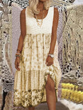 SAIDE™ | S106 DRESS - PLUS SIZE FLORAL SLEEVELESS BOHEMIAN BEACH DRESS