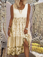 SAIDE™ | S106 DRESS - PLUS SIZE FLORAL SLEEVELESS BOHEMIAN BEACH DRESS