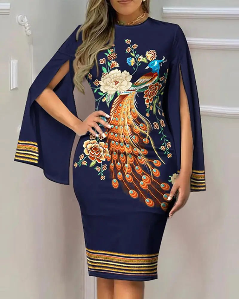 SAIDE™ | S78 DRESS - AUTUMN VINTAGE SPLIT LONG SLEEVE BODYCON DRESS