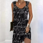 SAIDE™ | S44 DRESS - SUMMER STREET FASHION 3D ABSTRACT PRINT BUTTON DESIGN DRESS