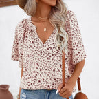 SAIDE™ | S111 TOP - PLUS SIZE ALL-OVER PRINTED STAND-UP COLLAR SHIRT