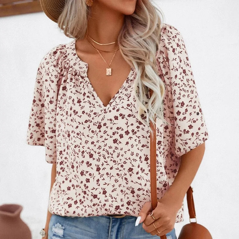 SAIDE™ | S111 TOP - PLUS SIZE ALL-OVER PRINTED STAND-UP COLLAR SHIRT