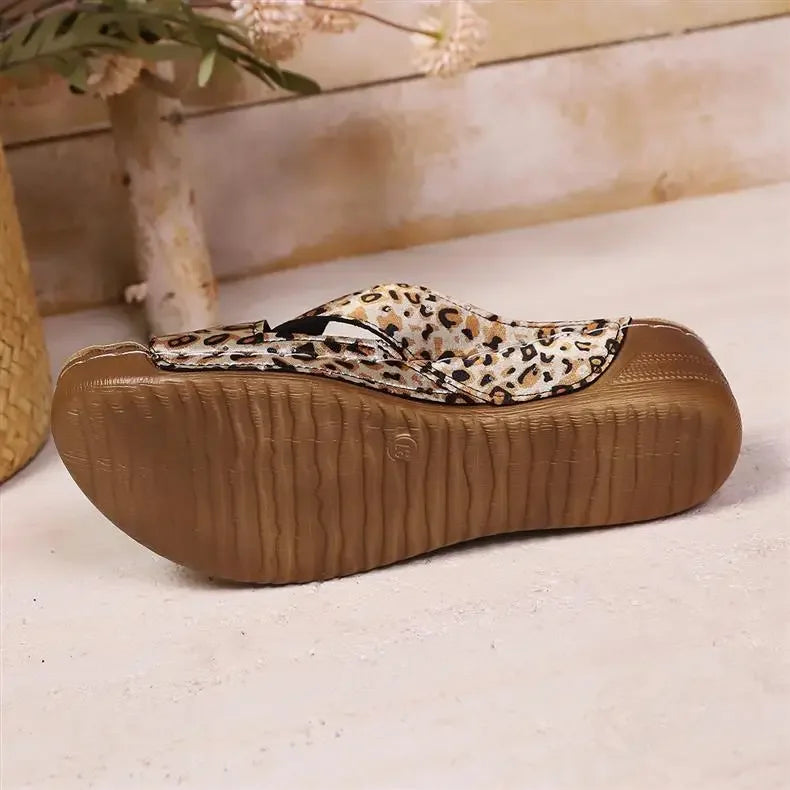 SAIDE™ | S11 SANDALS - LEOPARD PRINT WEDGE SANDALS