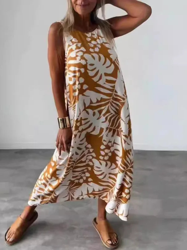 SAIDE™ | S19 DRESS - TROPICAL PRINT SLEEVELESS MAXI DRESS