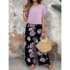 SAIDE™ | S37 TWO PIECE SET - CASUAL PRINT KNITTED TOP AND PANTS SET