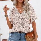 SAIDE™ | S111 TOP - PLUS SIZE ALL-OVER PRINTED STAND-UP COLLAR SHIRT