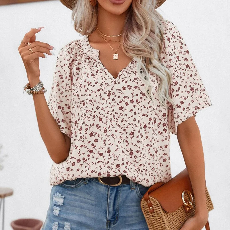 SAIDE™ | S111 TOP - PLUS SIZE ALL-OVER PRINTED STAND-UP COLLAR SHIRT