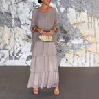 SAIDE™ | S72 DRESS - ELEGANT FLORAL PRINT CHIFFON BOHO LONG DRESS