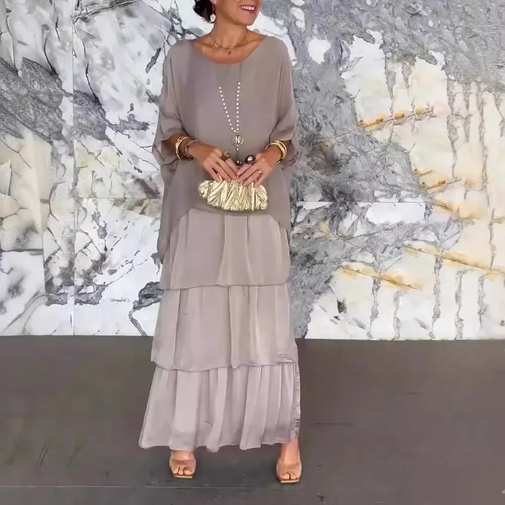 SAIDE™ | S72 DRESS - ELEGANT FLORAL PRINT CHIFFON BOHO LONG DRESS