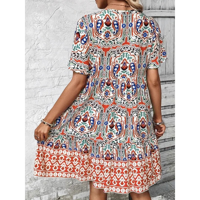 SAIDE™ | S113 DRESS - V-NECK LACE SPLICING BOHEMIAN RESORT DRESS