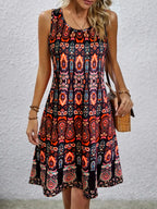 SAIDE™ | S45 DRESS - VINTAGE ALL-OVER PRINT SLEEVELESS OFF-SHOULDER SUNDRESS