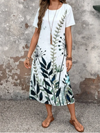 SAIDE™ | S38 DRESS - FLORAL PRINT SHORT SLEEVE MIDI DRESS