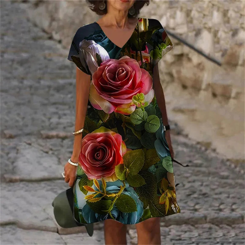 SAIDE™ | S139 DRESS - 3D FLORAL PRINT A-LINE DRESS