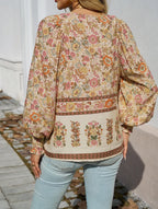 SAIDE™ | S17 BLOUSE - BOHEMIAN FLORAL V-NECK LONG SLEEVE BLOUSE