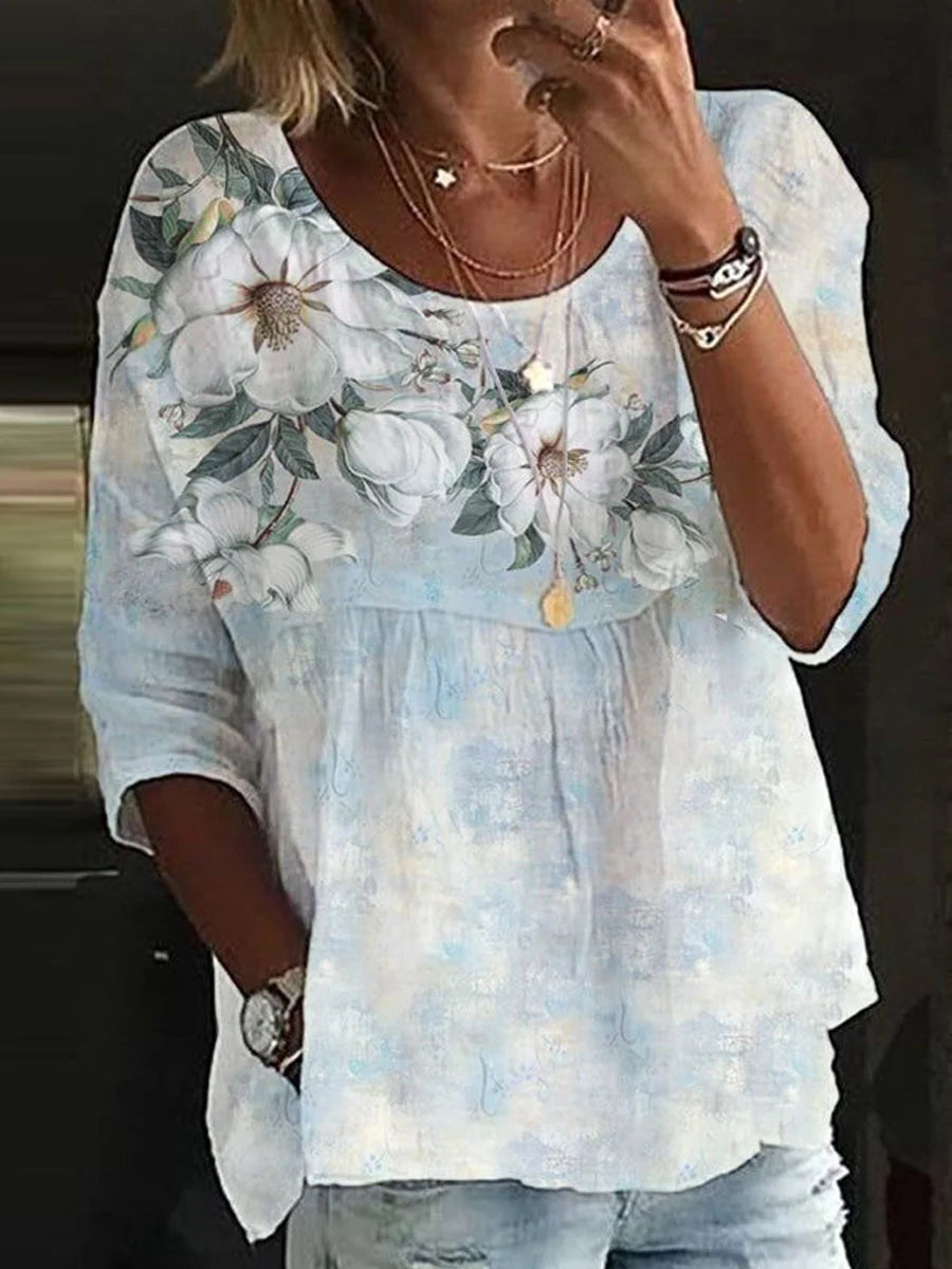 SAIDE™ | S125 SHIRT - PRINTED ROUND NECK CASUAL SHIRT