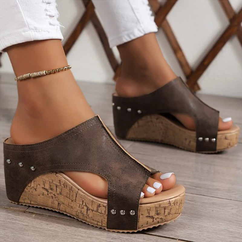 SAIDE™ | S131 SANDALS - WEDGE PLATFORM PEEP TOE SANDALS